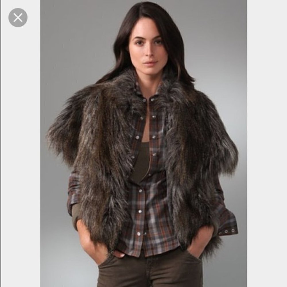 Dolce Vita‎ Brown Full Zip Faux Fur Short Sleeve Jacket XS/S